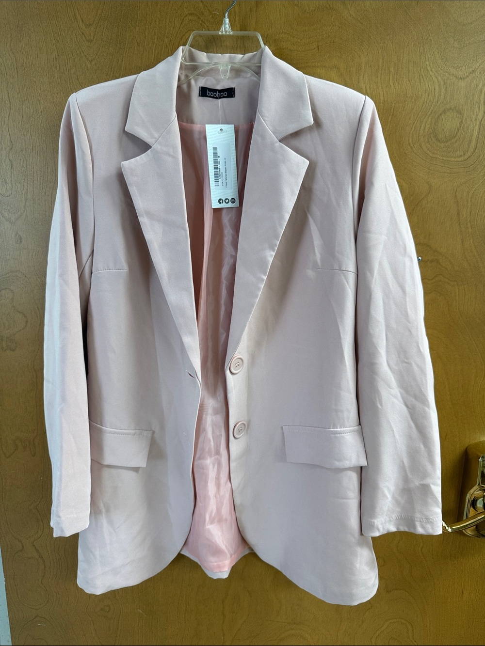 Boohoo Blush Pink Tailored Blazer